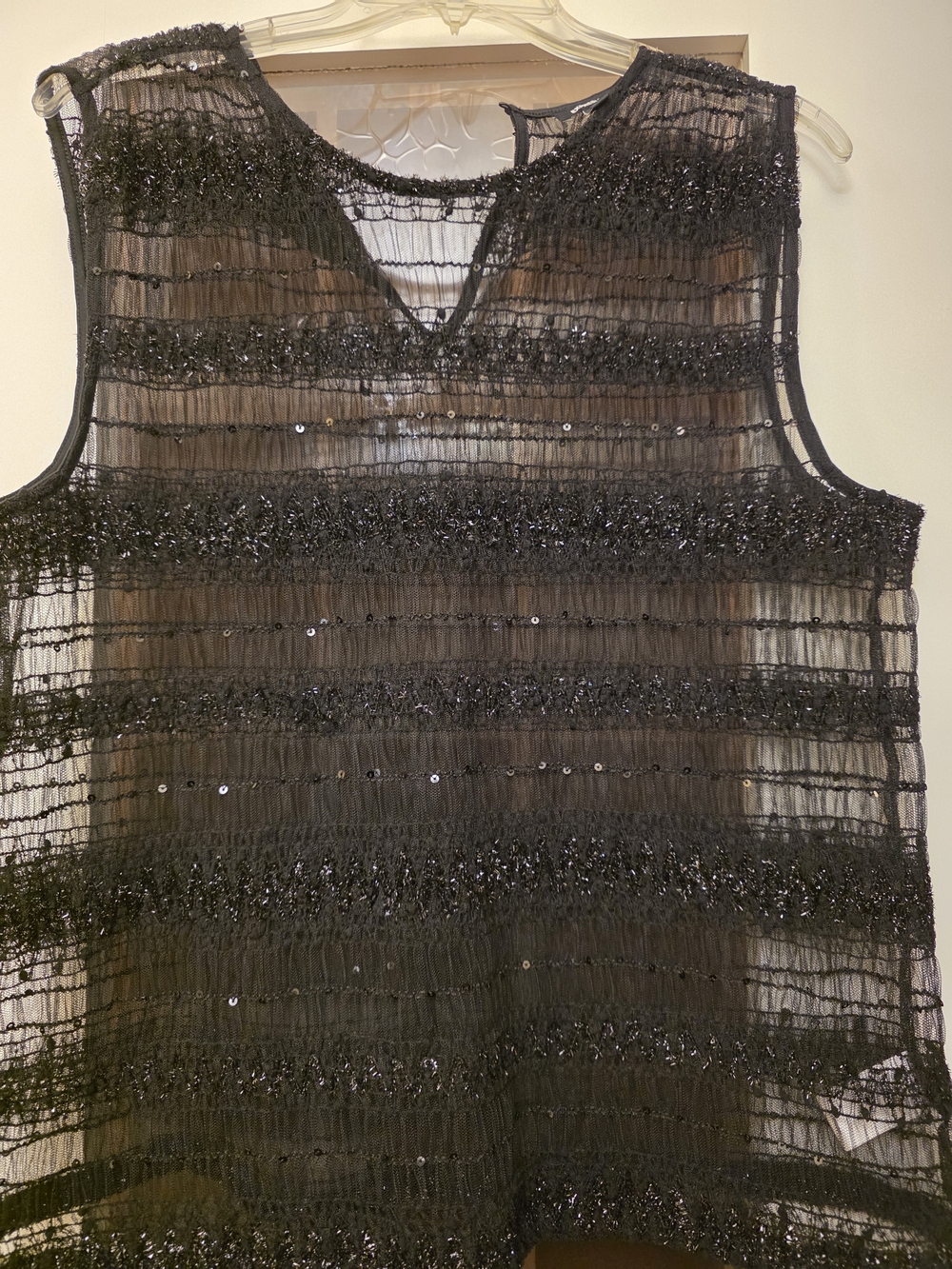 Express Black Sheer Sequin Tank Top
